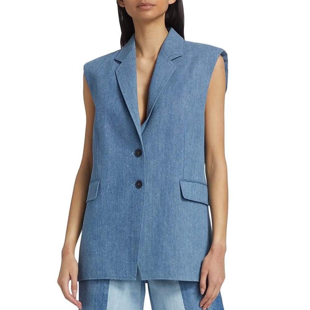 FRAME Oversized Cotton Denim Longline Vest NWOT Size XS